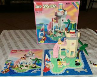 Vintage Lego 6414 Paradisa Dolphin Point Lighthouse Complete Instructions & Box