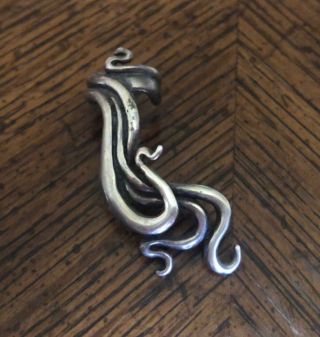 Sterling Silver Handmade Vintage Large Ear Cuff Modernist Octopus Wave Signed