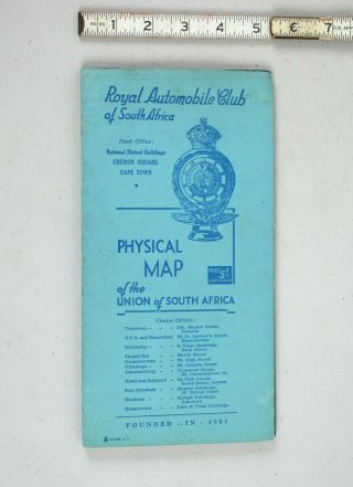 1936 Royal Automobile Club of South Africa Shell Gas Physical Road Map 3