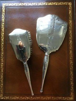 Vintage Birks Sterling Silver Hand Mirror And Hair Brush