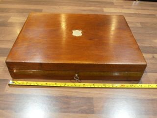 Antique Mahogany Collectors Box With Lift Out Tray,  Lock & Key