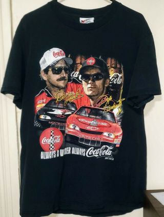 Vintage 1998 Dale Earnhardt Sr And Jr Chase Authentic Coke A Cola T - Shirt Large