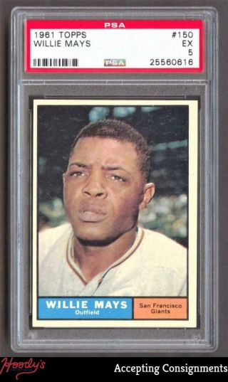 1961 Topps 150 Willie Mays Giants Psa 5 Ex
