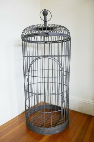 Antique Large Metal Bird Cage With Decorative Detailing
