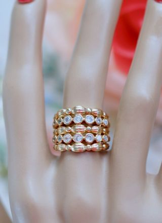 Antique Jewellery Gold Ring White Sapphires Vintage Jewelry Size 8 Or P