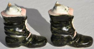 Vintage Puss In Boots Shoes Cats Kittens Salt And Pepper Shakers Figurines Old 2