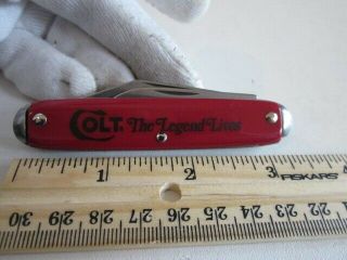 Vintage Colt The Legend Lives Red Handled Two Blade Pocket Knife Made In Usa