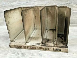 Vintage General Electric Ge Automobile Lamps Metal Display Rack Auto Shop