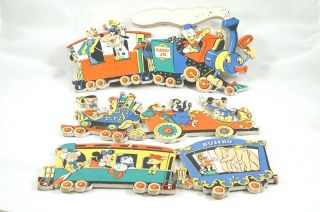 Vintage Walt Disney Productions Wall Hanging Train With Many Characters Awesome