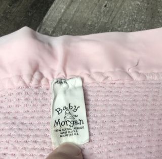 Vintage Baby Morgan Pink Acrylic Thermal Waffle Weave Baby Blanket Trim Crib Vtg 2