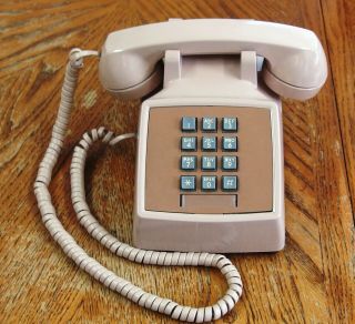 Vintage Western Electric Bell System Beige 2500mmg Push Button Desk Telephone