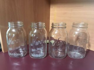 Vintage Mason Jar Kerr Self Sealing Trademark Quart Clear Glass No Lid