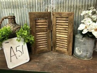 Small Antique Farmhouse Shutter,  Natural Wood Shutter Architectural Salvage A51,