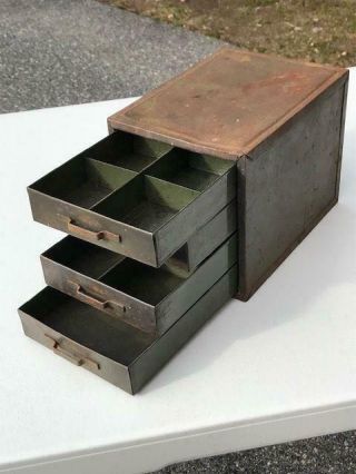 Vintage Small Metal 4 Drawer Parts Organizer Storage Box 2