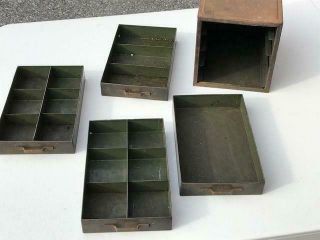 Vintage Small Metal 4 Drawer Parts Organizer Storage Box 3