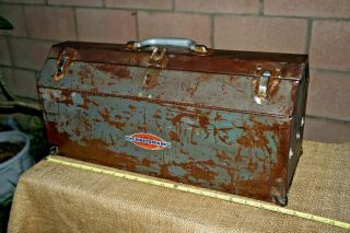 Vintage 1940 ' s Craftsman Tombstone Tool Box With Tray Heritage Logo 19.  5X 8 x 7 2