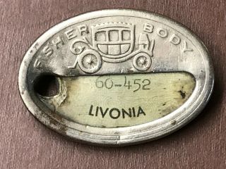 Vintage Fisher Body Employee Badge Livonia,  Michigan - Superior Seal & Stamp Co.