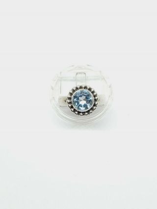 Vintage 925,  Ad Sterling Silver Blue Topaz Adjustable Ring Sz 5.  5