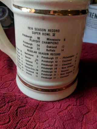Vintage 1974 Pittsburgh Steelers Bowl IX Champions Ceramic Stein Mug 2
