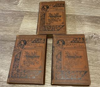 Antique Dickens Illustrated 3 - Book Set.  Circa 1885 David Copperfield,  2