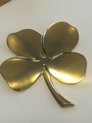 Vintage Gerity 24k Gold Plated 4 Leaf Clover Shamrock Paperweight