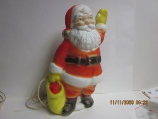 Vintage Blow Mold Santa Claus Light Up Plastic Christmas Decor 14 "