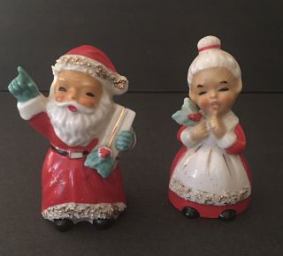 Vintage Lefton Santa And Mrs Clause Salt & Pepper Shakers Christmas