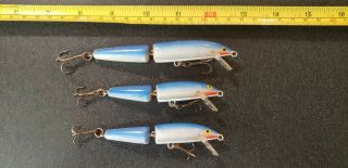 (3) Vintage Rapala J - 9 & J - 7 Fishing Lures Blue