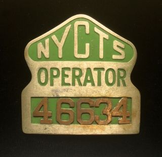 Vintage York City Transit System Nycts Subway Mta Train Bus Operator Badge