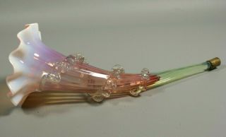 Antique Victorian Cranberry Vaseline Opalescent Glass Epergne Flute Part