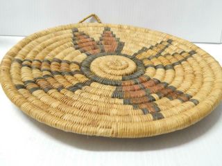 Antique Vintage Hopi Pueblo Indian Basket Coiled Plaque - Dsgn - Old