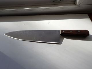 Vintage Denver Cutlery Chef Knife 10 Inch 433 - 6010 Wood Handle