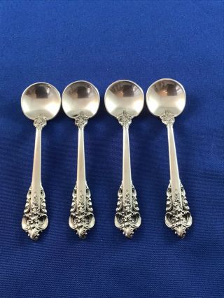 Set Of 4 Wallace Grande Baroque Sterling Silver Salt Spoons