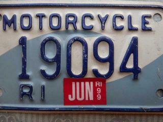 Motorcycle License Plate Tag Rhode Island 19094
