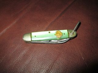 Vintage 1950`s Kutmaster Girl Scout Green Pocket Knife Utica Ny Usa 3 3/8 ".