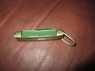 Vintage 1950`s Kutmaster Girl Scout Green Pocket Knife Utica NY USA 3 3/8 
