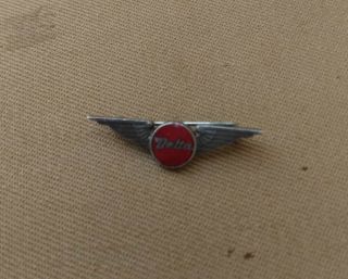 Vintage Lgb Sterling Silver Enamel Delta Airlines Wings Pin