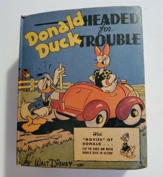 S10 Vintage 1942 Big Little Book Walt Disney Donald Duck Headed For Trouble