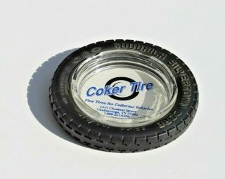 Vintage Coker Tires Clear Glass Advertising Rubber Tire Ash Tray