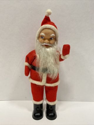 Vintage Santa Claus Doll With Rubber Face And Felt Suit 10 1/2” Tall Santa Claus