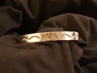 Vintage Navajo Sterling Silver Cuff Bracelet Signed I.  Jim