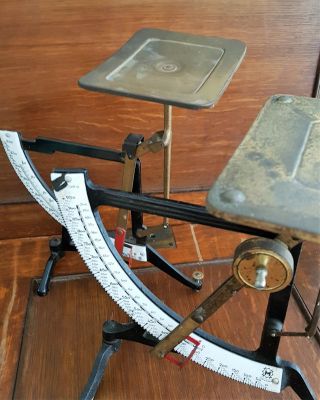 Pair Vintage German Jacob Maul Concav Brass Postal Scales Balance Weight