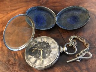 Antique M I Tobias Silver Pocket Watch Civil War Era W/original Outer Case