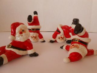 Vintage Handpainted Fitz & Floyd 1976 Japan Tumbling Santa Figurines