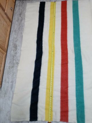 Vintage Polar Star Jcpenney Golden Dawn Virgin Wool Striped Blanket 71x88