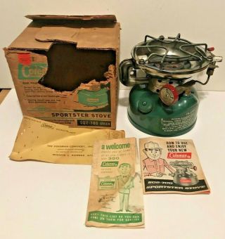 Vintage Coleman Sportster Stove 502 - 700 Green Single Burner 2/66 &