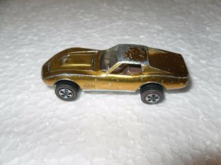 Vintage Hotwheels 1968 U.  S.  Redline Custom Corvette (gold In Color,  Light Int. )