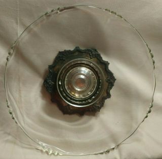 Sheffield 13 " Lazy Susan Turntable Glass Silver - Plate Cake Stand Serving Dish