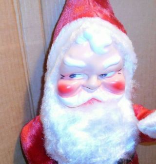 Vintage Plush Stuffed Santa Claus Doll Toy Molded Rubber Face 18 
