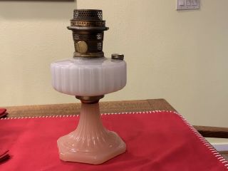 Antique Aladdin Corinthian Pink & White Oil Lamp,  Model B126